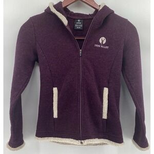 Kuhl Jacket Girl Size M Purple Full Zip Fleece Hooded Sherpa Lined Outdoor Youth